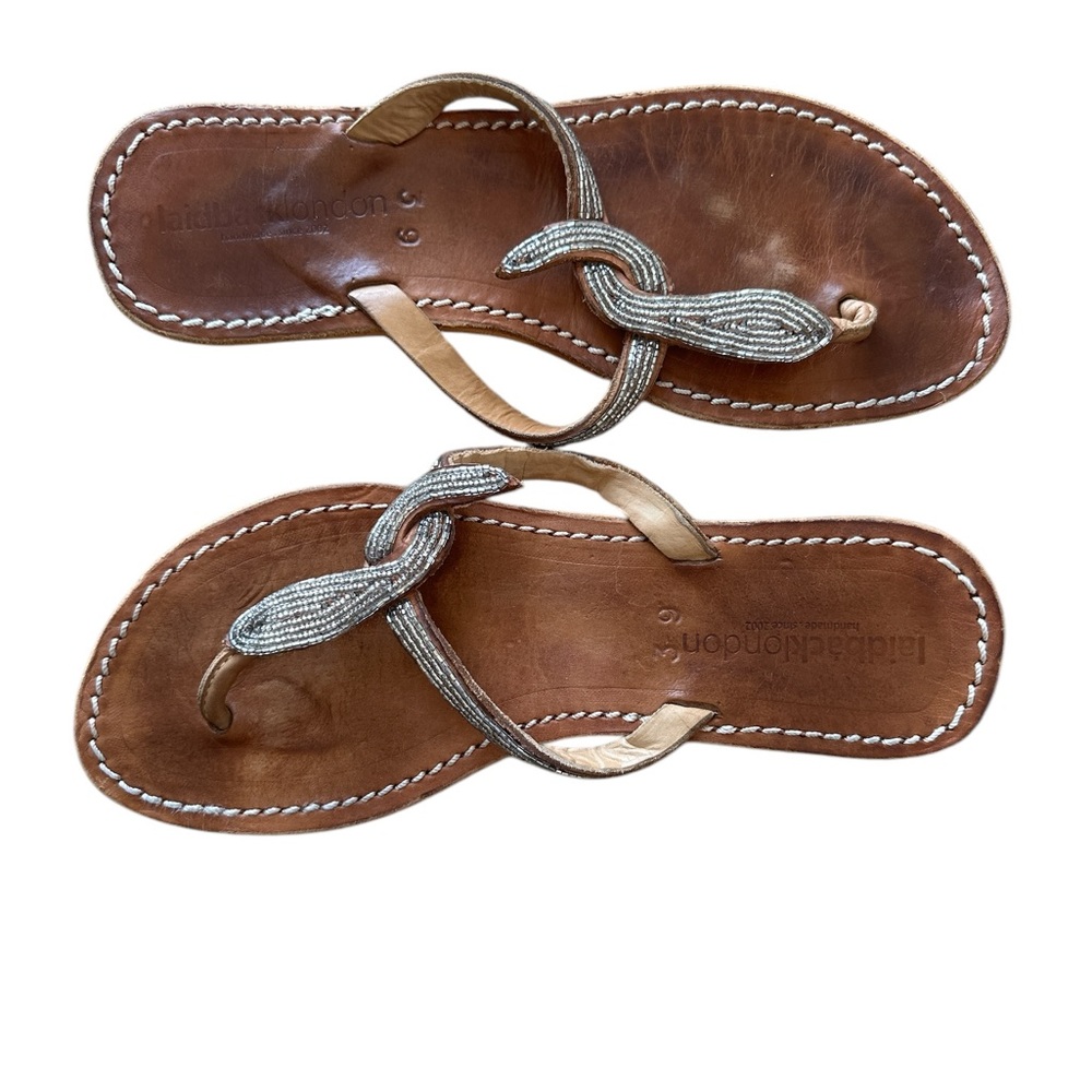 Anthropologie Brown and Silver Sandals with Thong Strap - Picture 4 of 4
